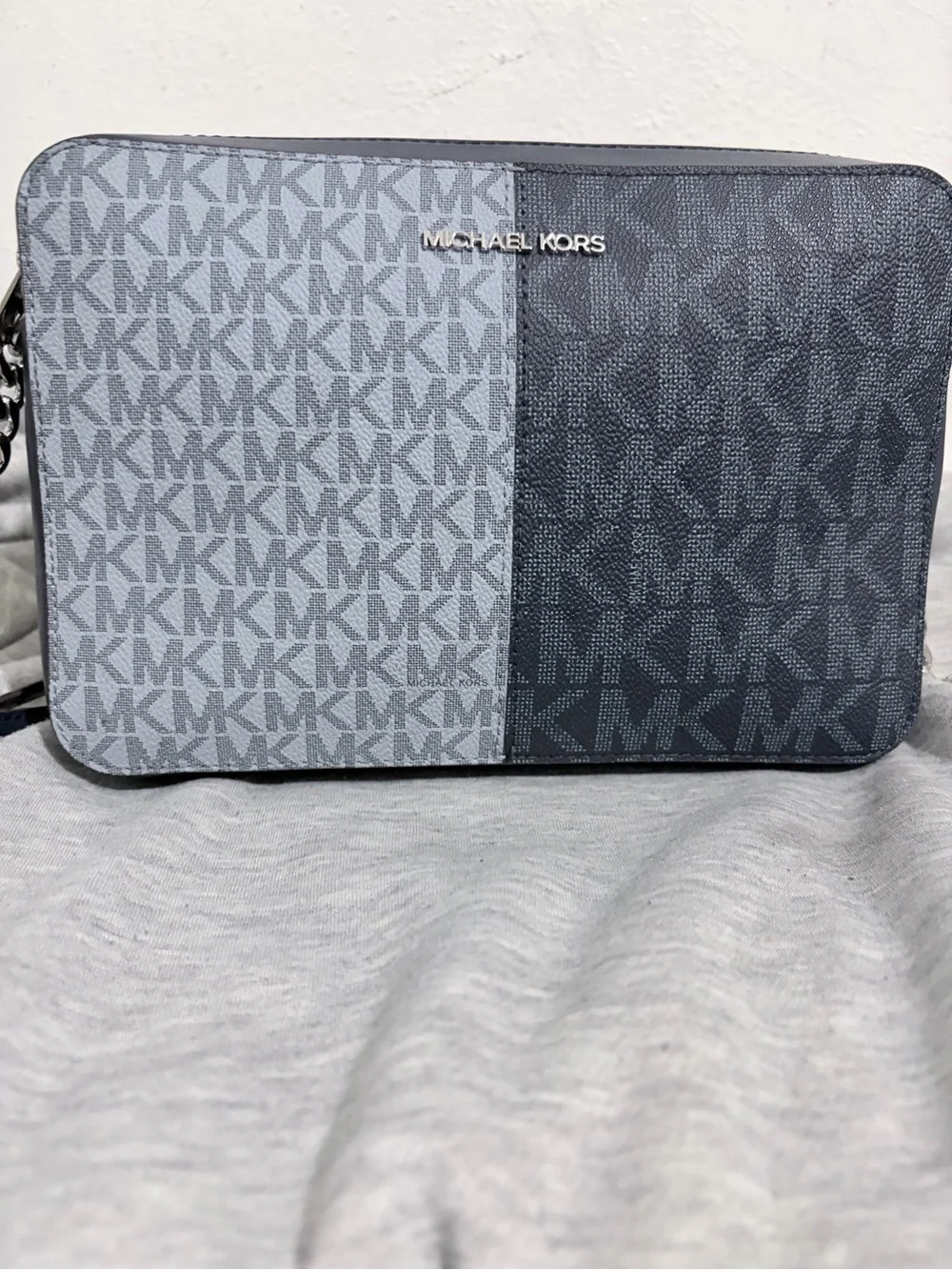 Michael Kors Two-Tone Gray/Charcoal MK Signature Messenger Bag